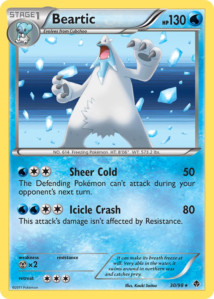 Beartic (30/98) (Cracked Ice Holo) (Blister Exclusive) [Black & White: Emerging Powers] | Dragon's Lair Comics and Fantasy Houston TX