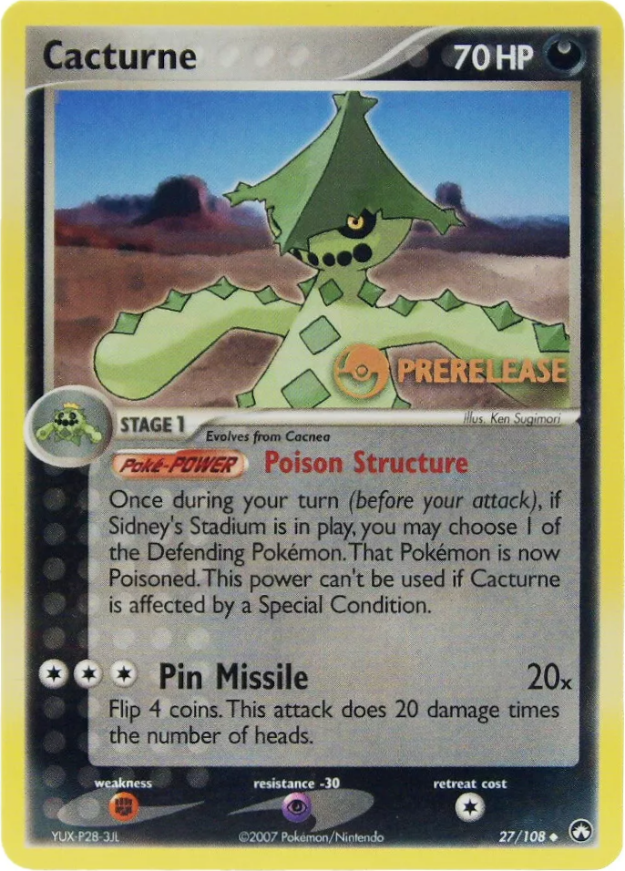 Cacturne (27/108) (Prerelease Promo) [EX: Power Keepers] | Dragon's Lair Comics and Fantasy Houston TX