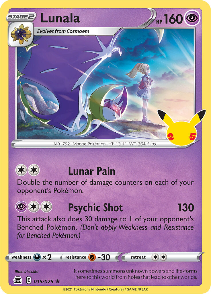 Lunala (015/025) [Celebrations: 25th Anniversary] | Dragon's Lair Comics and Fantasy Houston TX