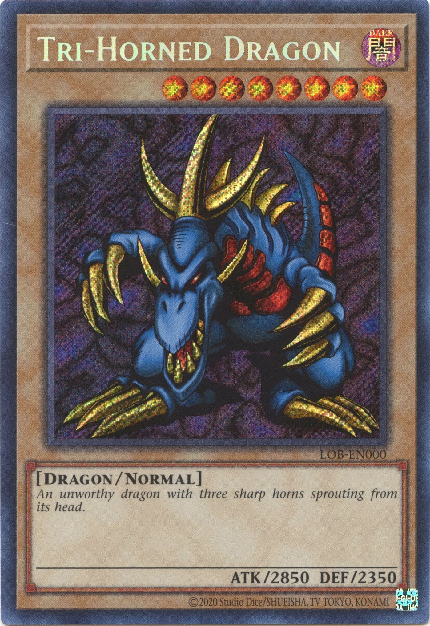 Tri-Horned Dragon (25th Anniversary) [LOB-EN000] Secret Rare | Dragon's Lair Comics and Fantasy Houston TX