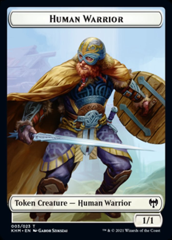 Human Warrior Token [Kaldheim Tokens] | Dragon's Lair Comics and Fantasy Houston TX