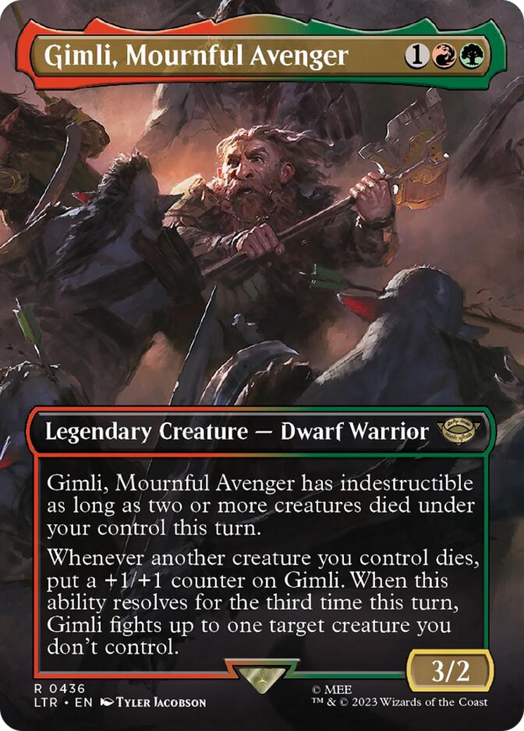 Gimli, Mournful Avenger (Borderless Alternate Art) [The Lord of the Rings: Tales of Middle-Earth] | Dragon's Lair Comics and Fantasy Houston TX