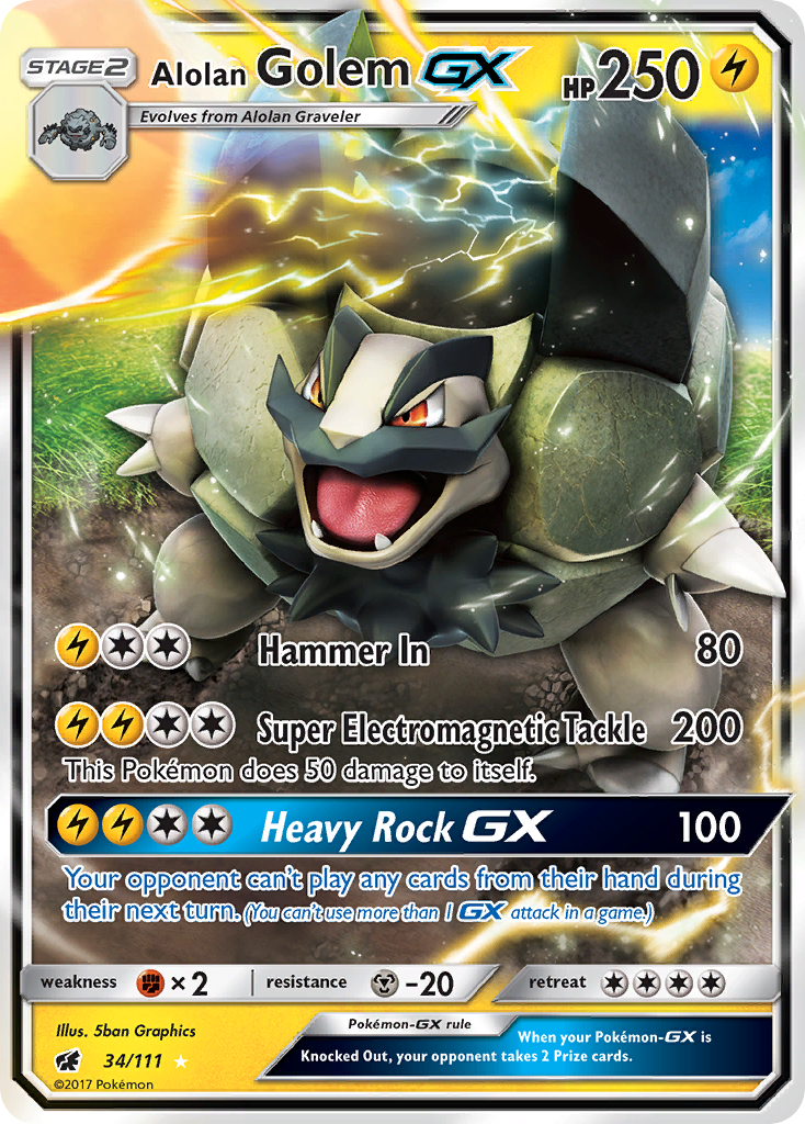 Alolan Golem GX (34/111) [Sun & Moon: Crimson Invasion] | Dragon's Lair Comics and Fantasy Houston TX
