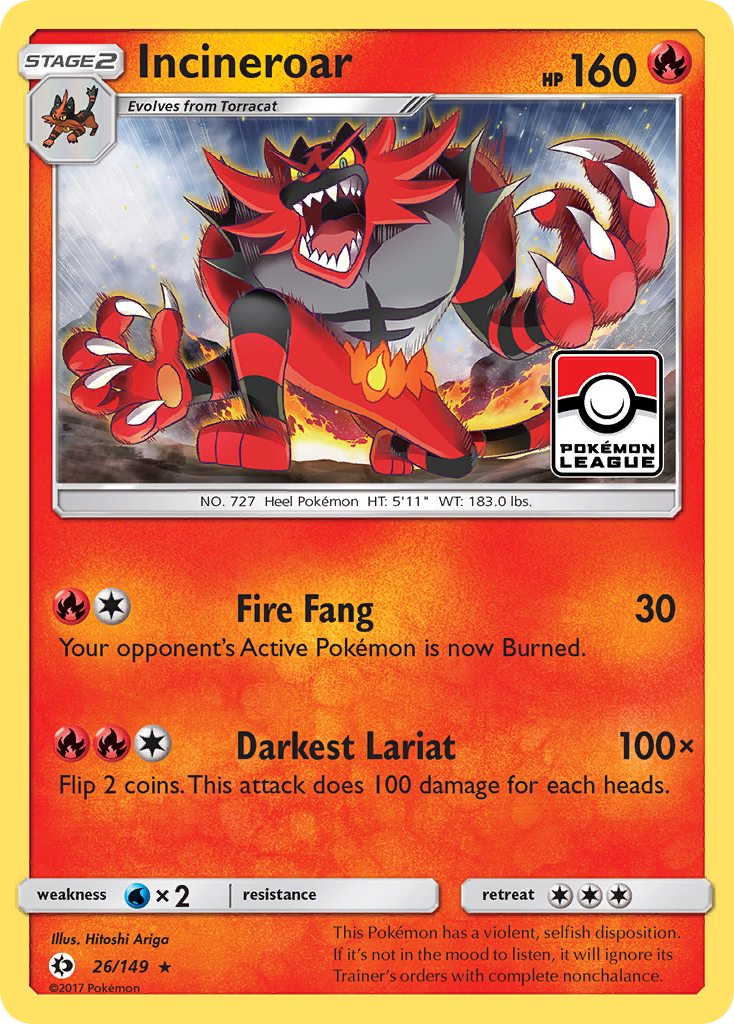 Incineroar (26/149) [Sun & Moon: Base Set] | Dragon's Lair Comics and Fantasy Houston TX
