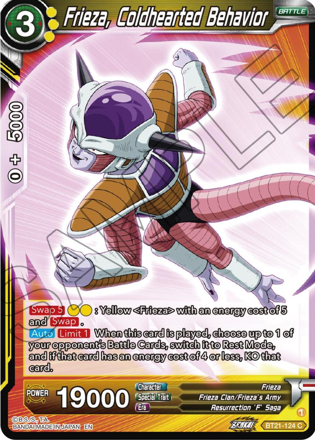 Frieza, Coldhearted Behavior (BT21-124) [Wild Resurgence] | Dragon's Lair Comics and Fantasy Houston TX