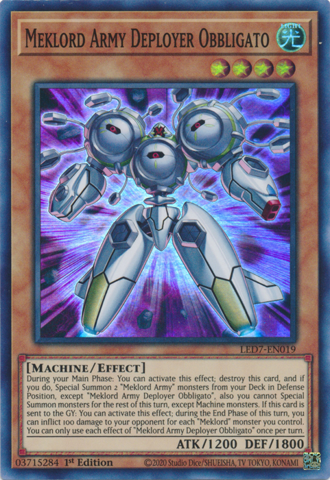 Meklord Army Deployer Obbligato [LED7-EN019] Super Rare | Dragon's Lair Comics and Fantasy Houston TX
