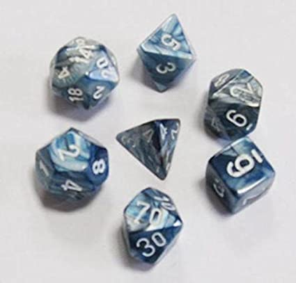 Chessex Lustrous Slate with White Poly 7 Set | Dragon's Lair Comics and Fantasy Houston TX