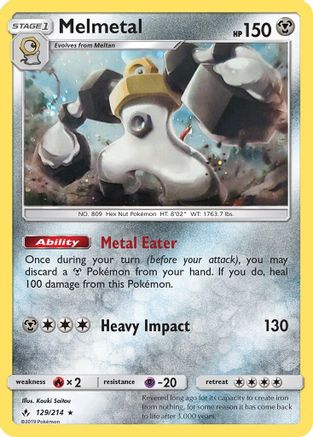 Melmetal (129/214) (Cosmos Holo) [Sun & Moon: Unbroken Bonds] | Dragon's Lair Comics and Fantasy Houston TX