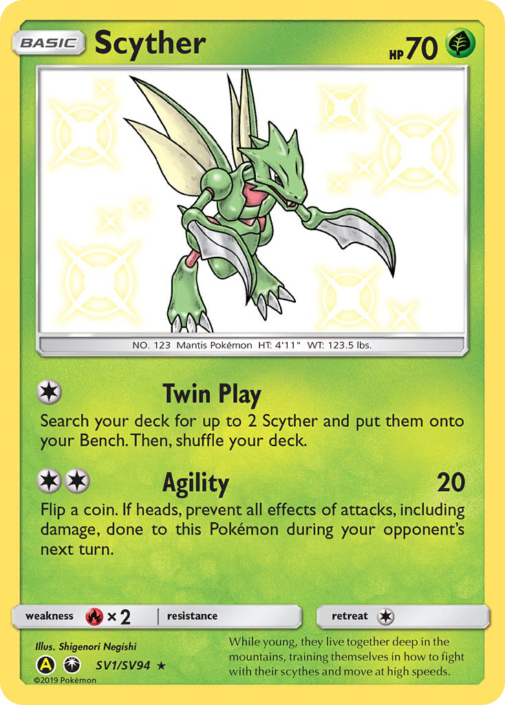 Scyther (SV1/SV94) [Sun & Moon: Hidden Fates - Shiny Vault] | Dragon's Lair Comics and Fantasy Houston TX