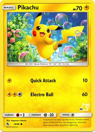 Pikachu (19/68) (Pikachu Stamp #55) [Battle Academy 2020] | Dragon's Lair Comics and Fantasy Houston TX