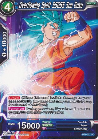 Overflowing Spirit SSGSS Son Goku (BT1-032) [Galactic Battle] | Dragon's Lair Comics and Fantasy Houston TX
