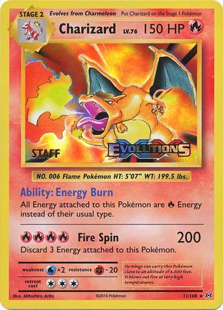 Charizard (11/108) (XY Evolutions Staff Prerelease) [XY: Black Star Promos] | Dragon's Lair Comics and Fantasy Houston TX