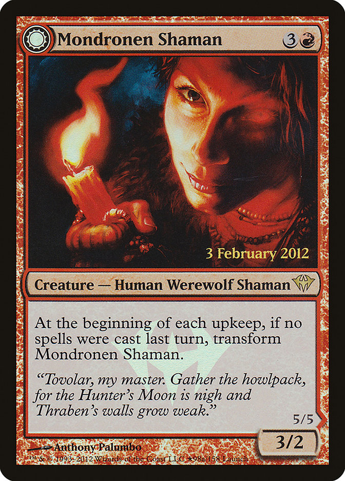 Mondronen Shaman // Tovolar's Magehunter (Launch) [Dark Ascension Promos] | Dragon's Lair Comics and Fantasy Houston TX