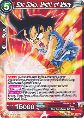 Son Goku, Might of Many (DB1-001) [Dragon Brawl] | Dragon's Lair Comics and Fantasy Houston TX
