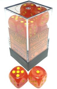 Chessex Dice Menagerie 9 Ghostly Glow 16mm D6 Orange/Yellow 12 ct | Dragon's Lair Comics and Fantasy Houston TX