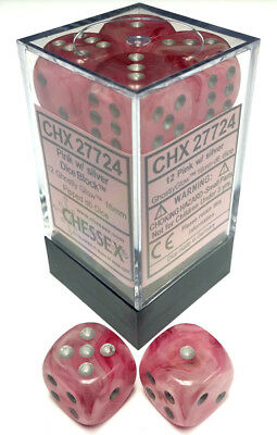 Chessex Dice Menagerie 9 Ghostly Glow16mm D6 Pink/Silver 12 ct | Dragon's Lair Comics and Fantasy Houston TX