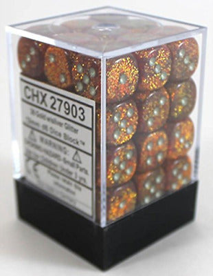 Chessex Dice Menagerie 9 Glitter 12mm D6 Gold/Silver 36 ct | Dragon's Lair Comics and Fantasy Houston TX
