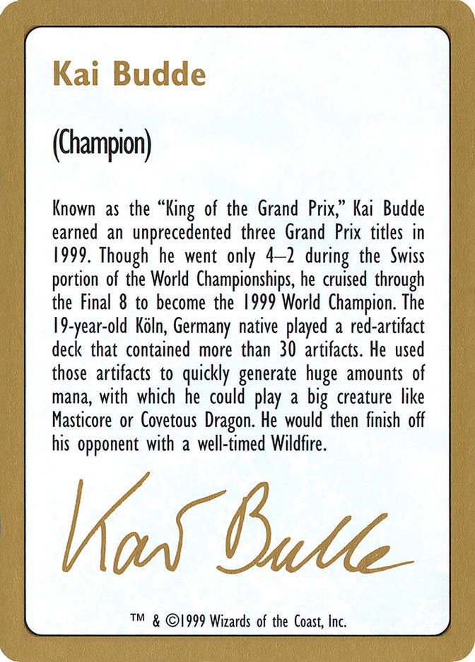 Kai Budde Bio [World Championship Decks 1999] | Dragon's Lair Comics and Fantasy Houston TX
