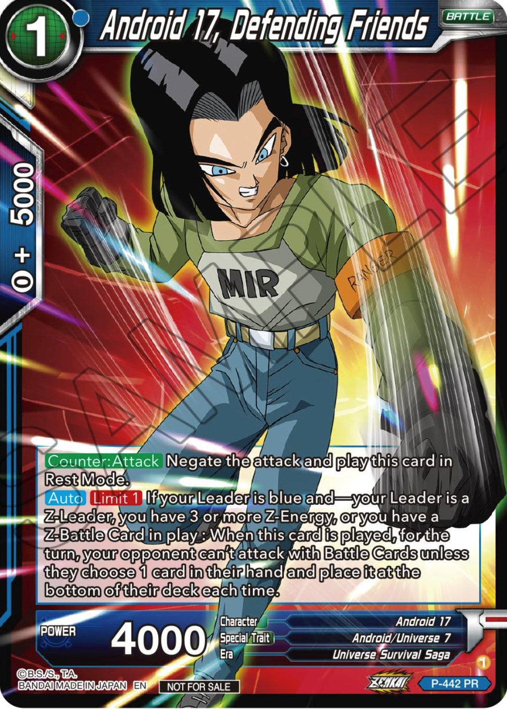 Android 17, Defending Friends (Zenkai Series Tournament Pack Vol.2) (P-442) [Tournament Promotion Cards] | Dragon's Lair Comics and Fantasy Houston TX