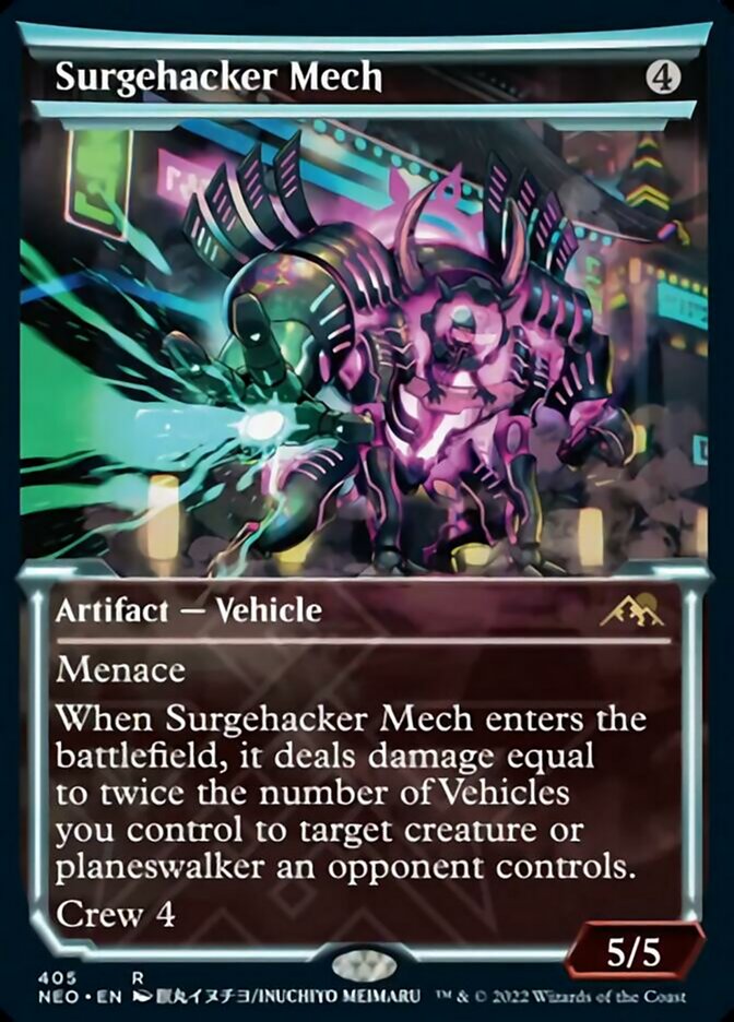 Surgehacker Mech (Showcase Soft Glow) [Kamigawa: Neon Dynasty] | Dragon's Lair Comics and Fantasy Houston TX