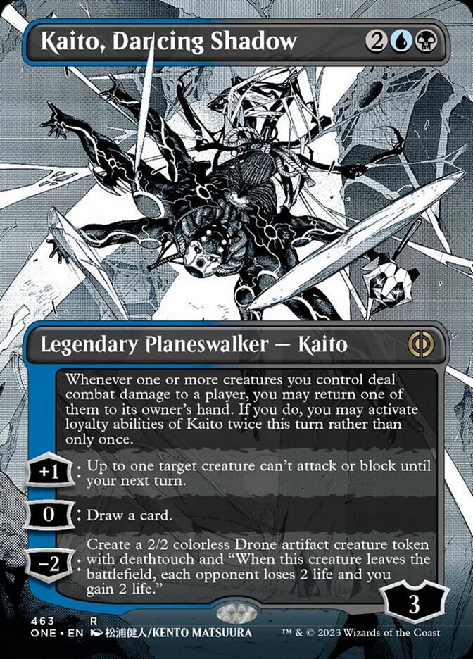 Kaito, Dancing Shadow (Borderless Manga Step-and-Compleat Foil) [Phyrexia: All Will Be One] | Dragon's Lair Comics and Fantasy Houston TX