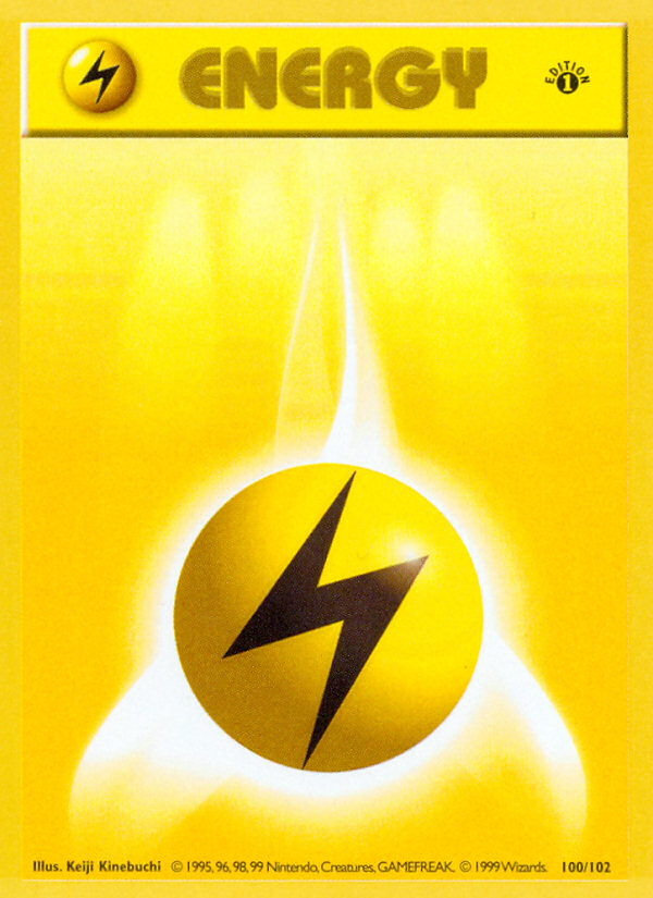 Lightning Energy (100/102) (Shadowless) [Base Set 1st Edition] | Dragon's Lair Comics and Fantasy Houston TX