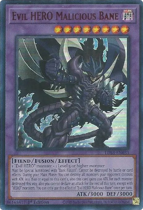 Evil HERO Malicious Bane (Red) [LDS3-EN033] Ultra Rare | Dragon's Lair Comics and Fantasy Houston TX