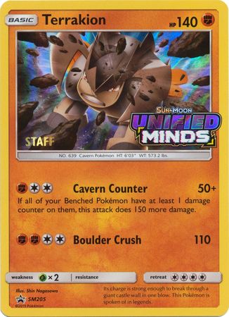 Terrakion (SM205) (Staff Prerelease Promo) [Sun & Moon: Black Star Promos] | Dragon's Lair Comics and Fantasy Houston TX