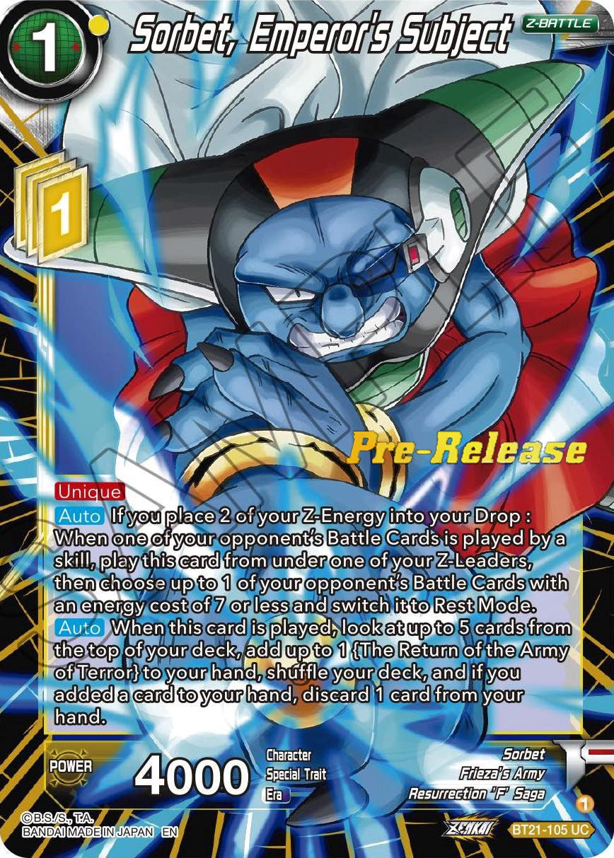 Sorbet, Emperor's Subject (BT21-105) [Wild Resurgence Pre-Release Cards] | Dragon's Lair Comics and Fantasy Houston TX