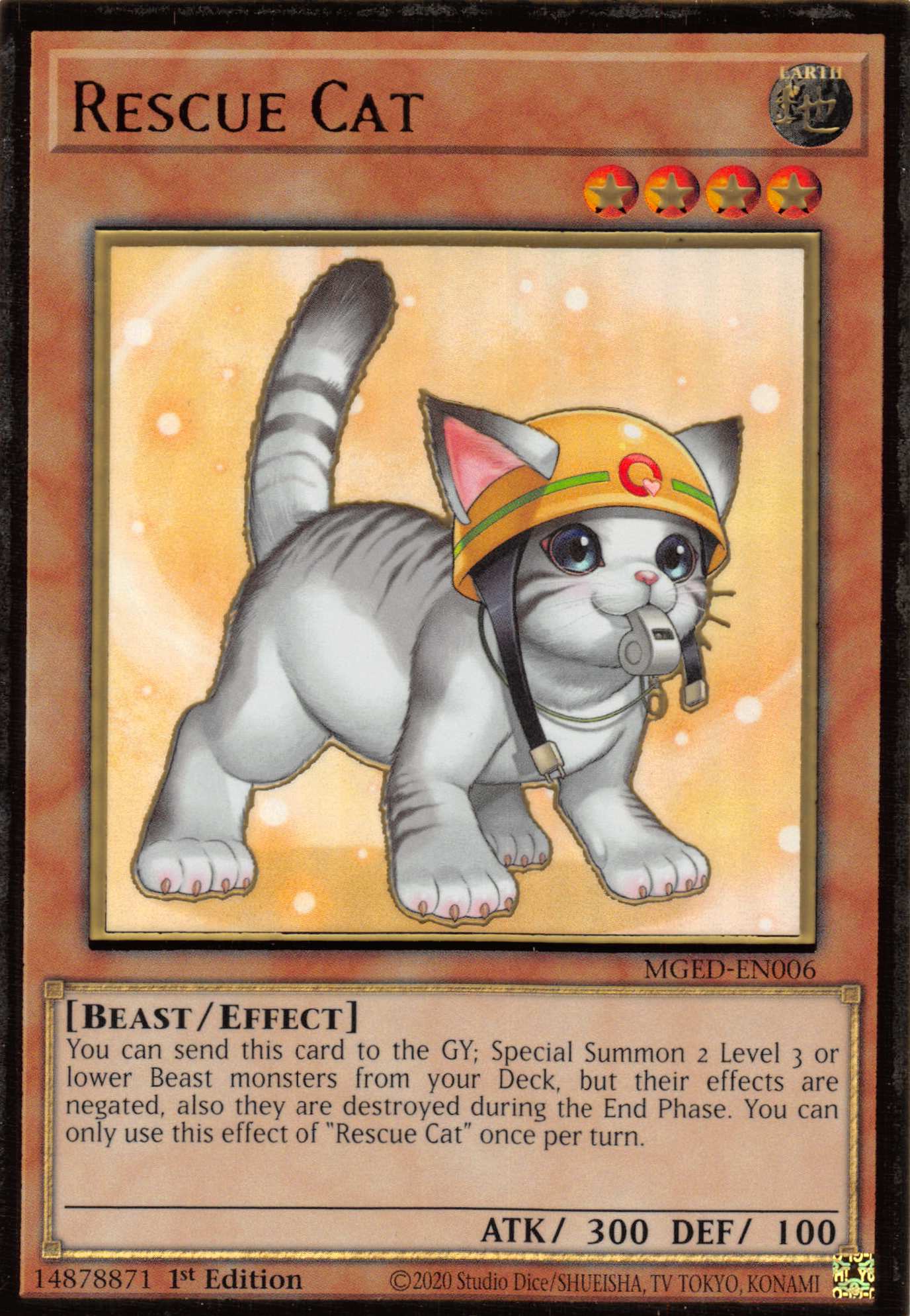 Rescue Cat (Alternate Art) [MGED-EN006] Gold Rare | Dragon's Lair Comics and Fantasy Houston TX