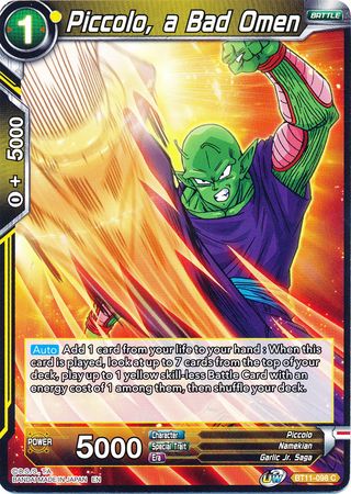 Piccolo, a Bad Omen (BT11-098) [Vermilion Bloodline] | Dragon's Lair Comics and Fantasy Houston TX