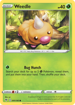 Weedle (001/185) [Sword & Shield: Vivid Voltage] | Dragon's Lair Comics and Fantasy Houston TX