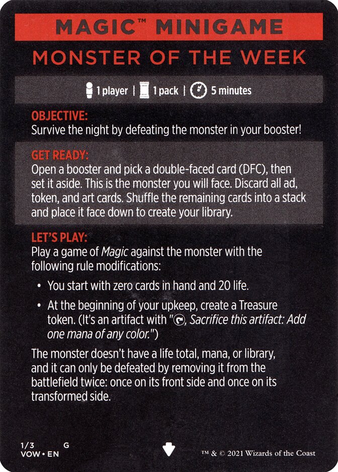 Monster of The Week (Magic Minigame) [Innistrad: Crimson Vow Minigame] | Dragon's Lair Comics and Fantasy Houston TX