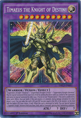 Timaeus the Knight of Destiny [DRL2-EN001] Secret Rare | Dragon's Lair Comics and Fantasy Houston TX