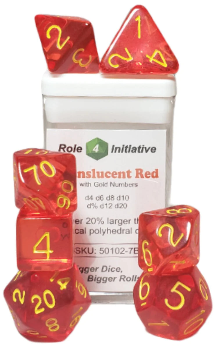 Role 4 Initiative Translucent Red with Yellow Poly 7 Dice Set | Dragon's Lair Comics and Fantasy Houston TX