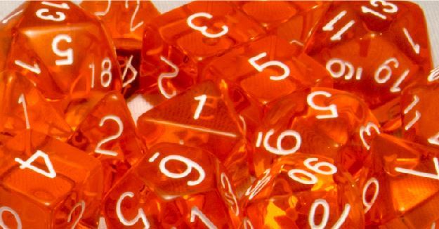Chessex Translucent: Poly D10 Orange/White (10) Revised | Odin's Place