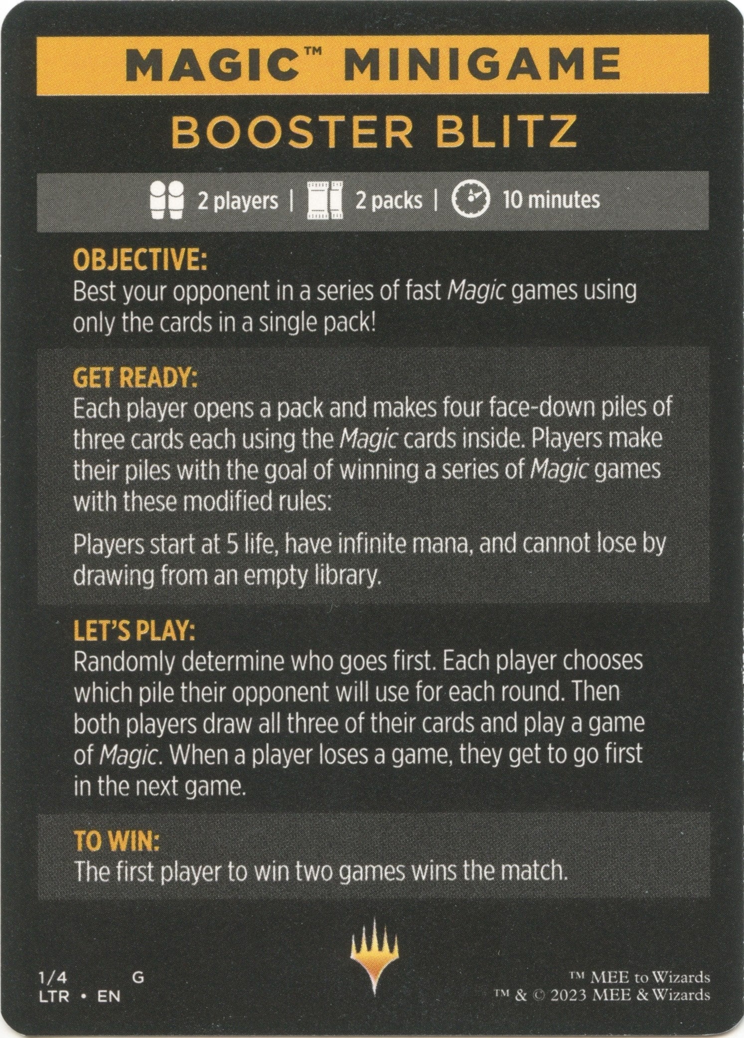 Booster Blitz (Magic Minigame) [The Lord of the Rings: Tales of Middle-Earth Minigame] | Dragon's Lair Comics and Fantasy Houston TX