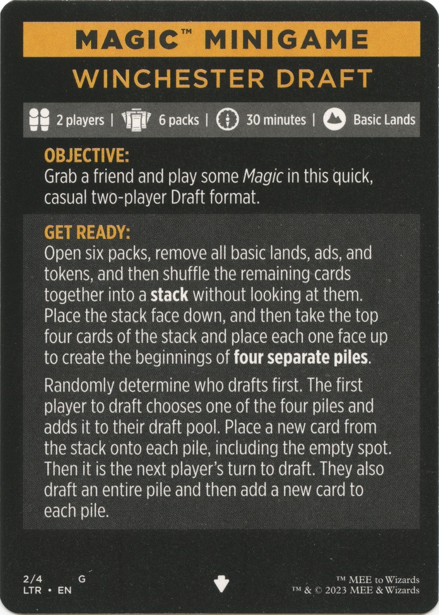 Winchester Draft (Magic Minigame) [The Lord of the Rings: Tales of Middle-Earth Minigame] | Dragon's Lair Comics and Fantasy Houston TX