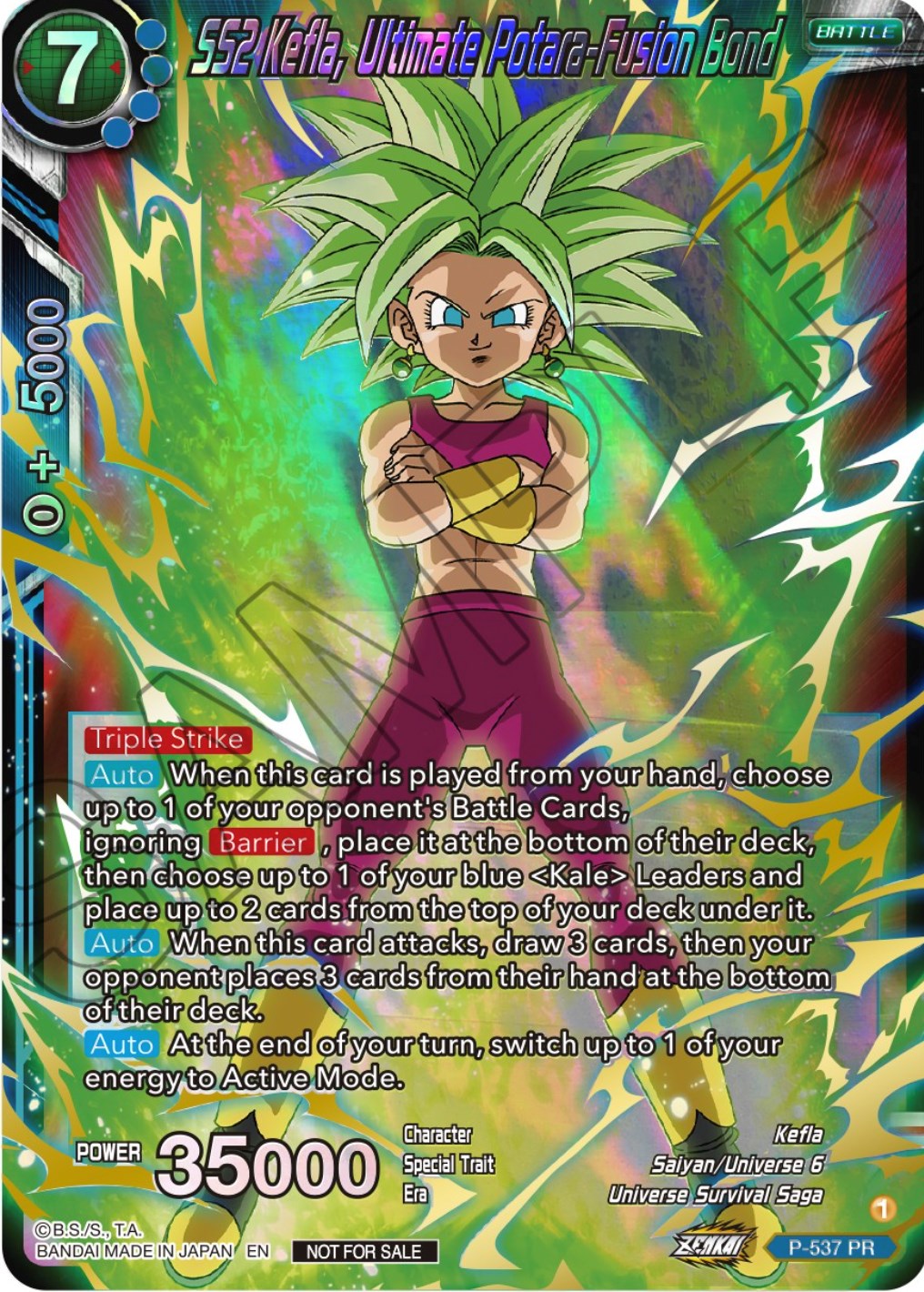 SS2 Kefla, Ultimate Potara-Fusion Bond (Championship Selection Pack 2023 Vol.2) (Gold-Stamped Shatterfoil) (P-537) [Tournament Promotion Cards] | Dragon's Lair Comics and Fantasy Houston TX