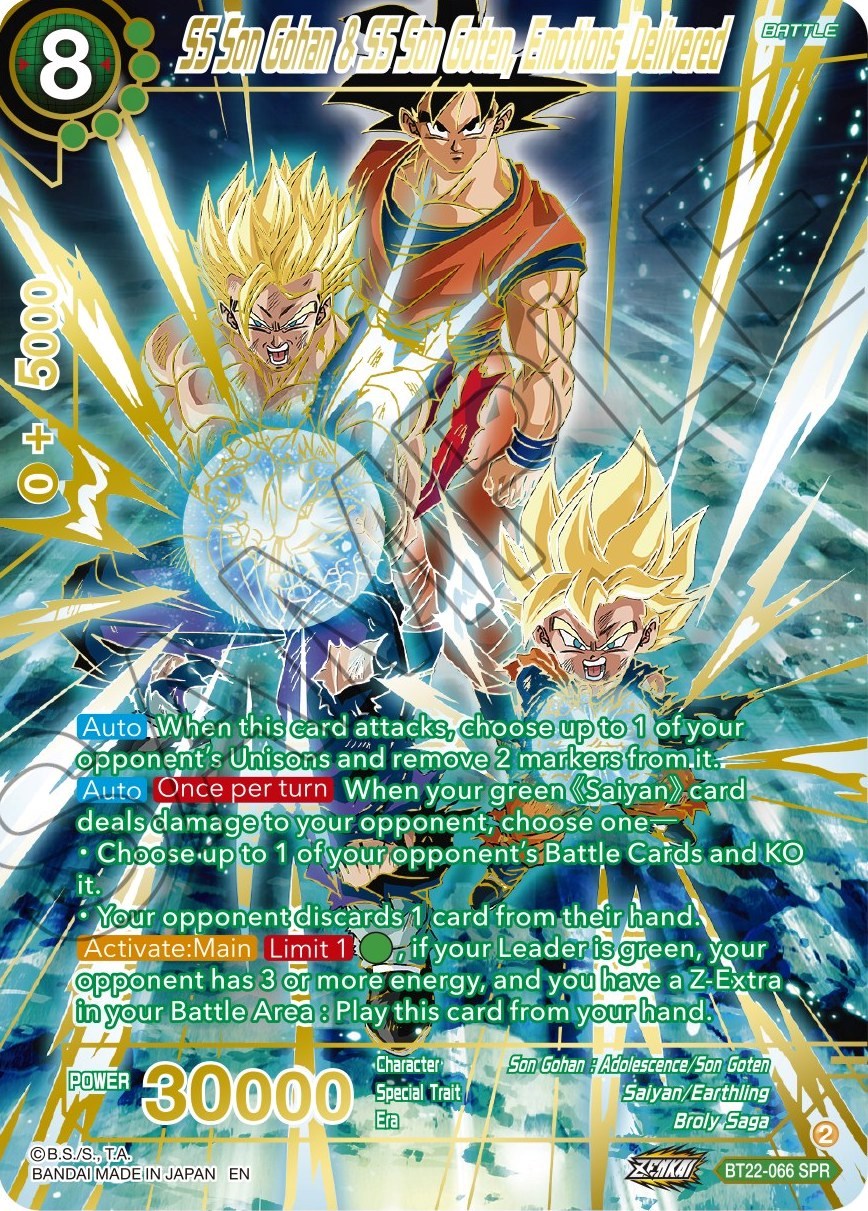 SS Son Gohan & SS Son Goten, Emotions Delivered (SPR) (BT22-066) [Critical Blow] | Dragon's Lair Comics and Fantasy Houston TX