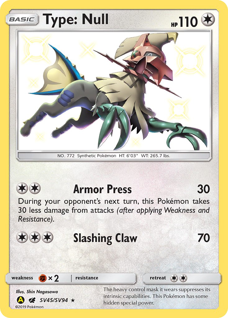 Type: Null (SV45/SV94) [Sun & Moon: Hidden Fates - Shiny Vault] | Dragon's Lair Comics and Fantasy Houston TX