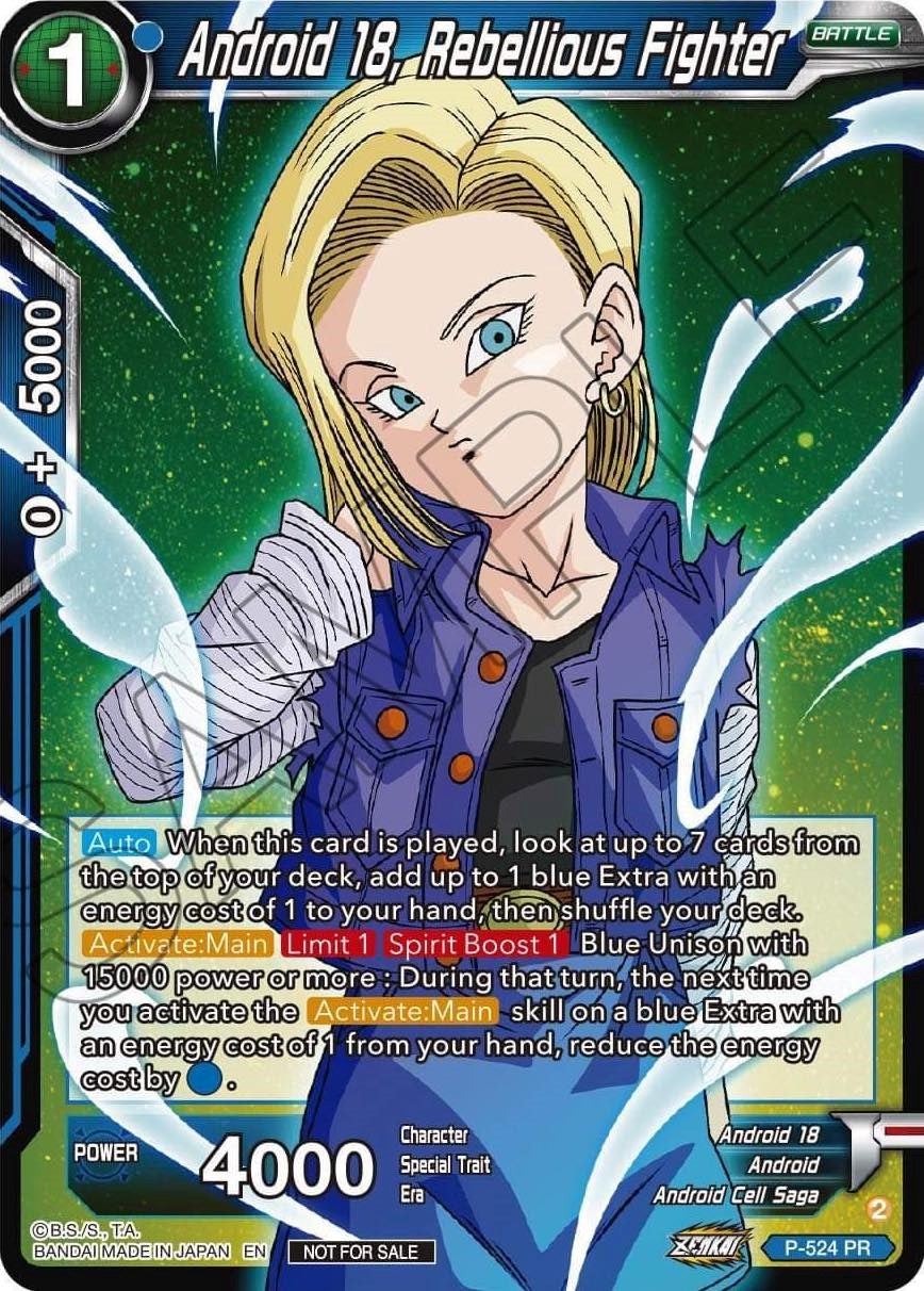 Android 18, Rebellious Fighter (Zenkai Series Tournament Pack Vol.5) (P-524) [Tournament Promotion Cards] | Dragon's Lair Comics and Fantasy Houston TX