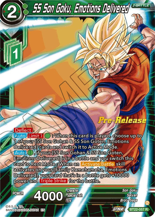 SS Son Goku, Emotions Delivered (BT22-057) [Critical Blow Prerelease Promos] | Dragon's Lair Comics and Fantasy Houston TX