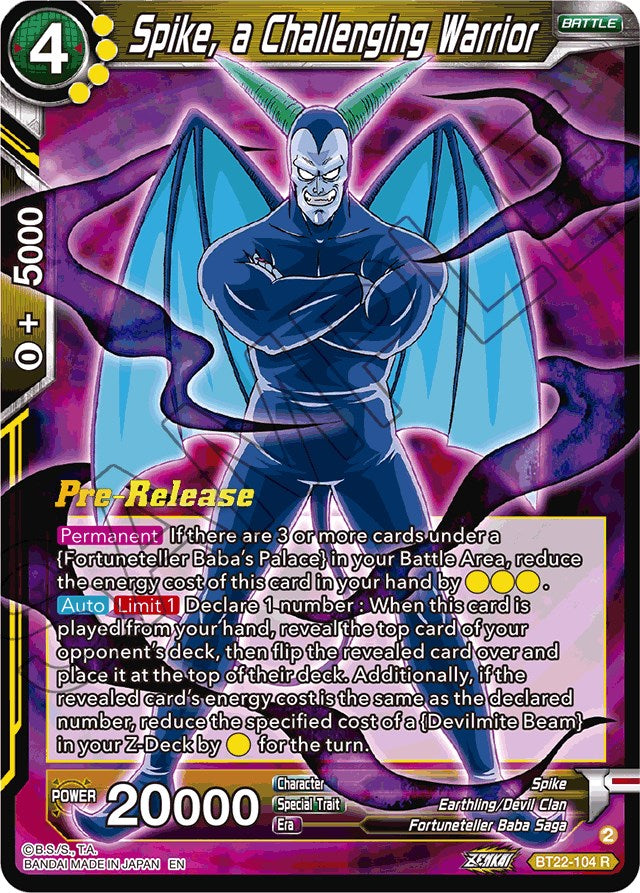 Spike, a Challenging Warrior (BT22-104) [Critical Blow Prerelease Promos] | Dragon's Lair Comics and Fantasy Houston TX