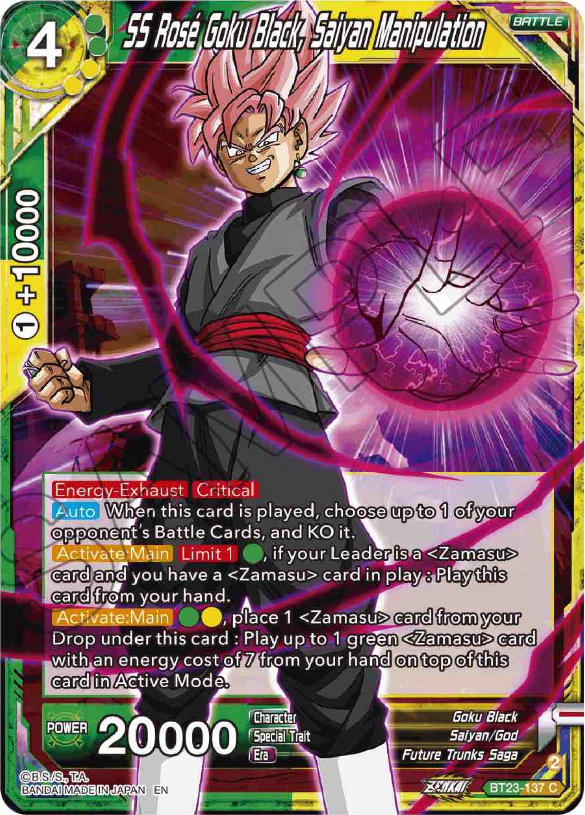 SS Rose Goku Black, Saiyan Manipulation (BT23-137) [Perfect Combination] | Dragon's Lair Comics and Fantasy Houston TX