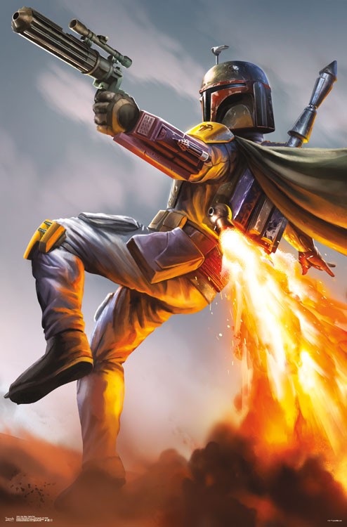 Poster: Boba Fett Flames | Odin's Place