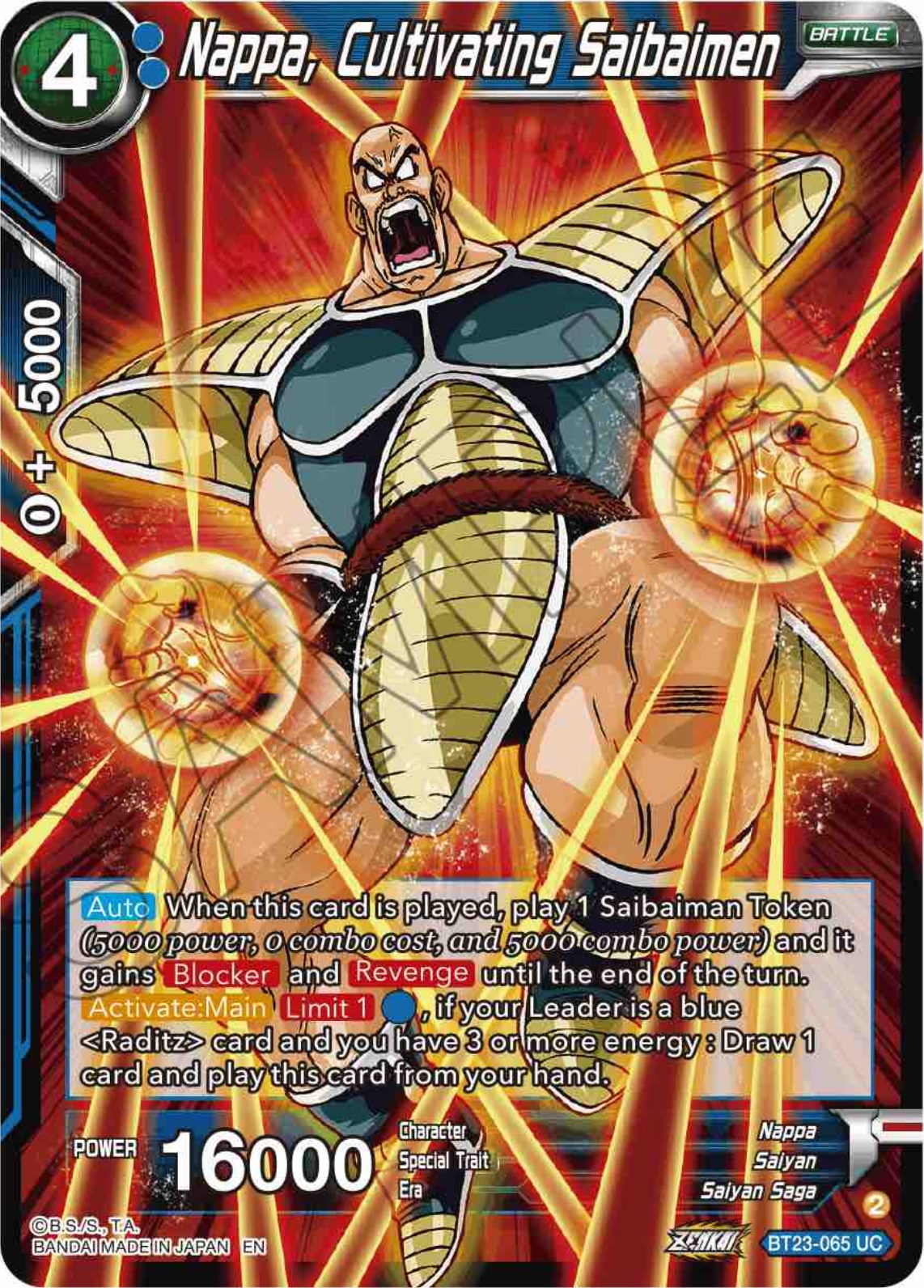 Nappa, Cultivating Saibaimen (BT23-065) [Perfect Combination] | Dragon's Lair Comics and Fantasy Houston TX