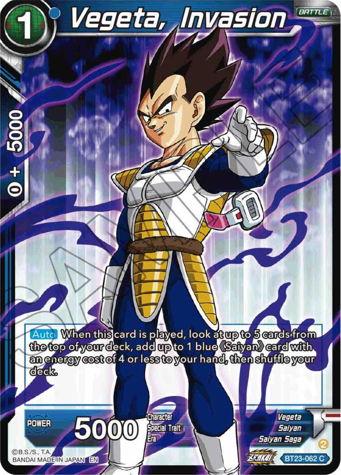 Vegeta, Invasion (BT23-062) [Perfect Combination] | Dragon's Lair Comics and Fantasy Houston TX