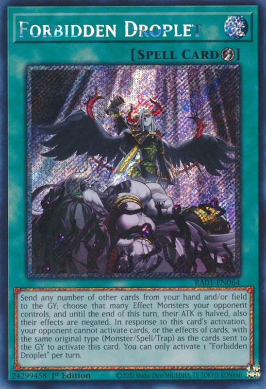 Forbidden Droplet [RA01-EN064] Platinum Secret Rare | Dragon's Lair Comics and Fantasy Houston TX
