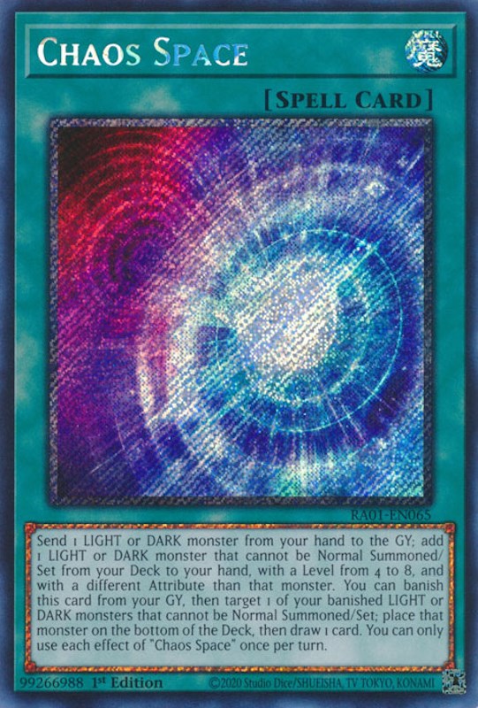 Chaos Space [RA01-EN065] Platinum Secret Rare | Dragon's Lair Comics and Fantasy Houston TX